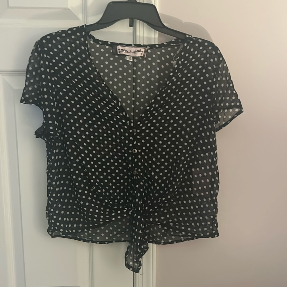 Sheer polka dot blouse